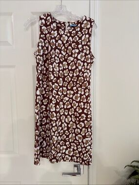Sleeveless Brown & White Animal Print Shift J McLaughlin Dress